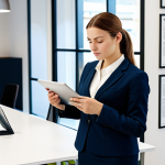 Informed Consumer in a Modern Setting**

A woman, fully clothed in professional attire, is carefully reading a contract on a tablet in a bright, modern co-working space.  She's surrounded by informational pamphlets about consumer rights.  The scene conveys empowerment and knowledge.  Emphasis on clear visuals, perfect anatomy, well-formed hands, natural pose, appropriate content, safe for work, professional, high quality.

**