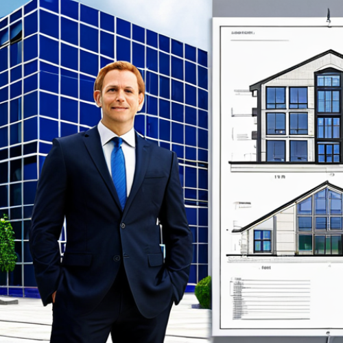 Home 28 **
"A professional architect, fully clothed in business attire, standing in front of a modern building design blueprint, safe for work, appropriate content, perfect anatomy, natural proportions, professional, architectural rendering"
**