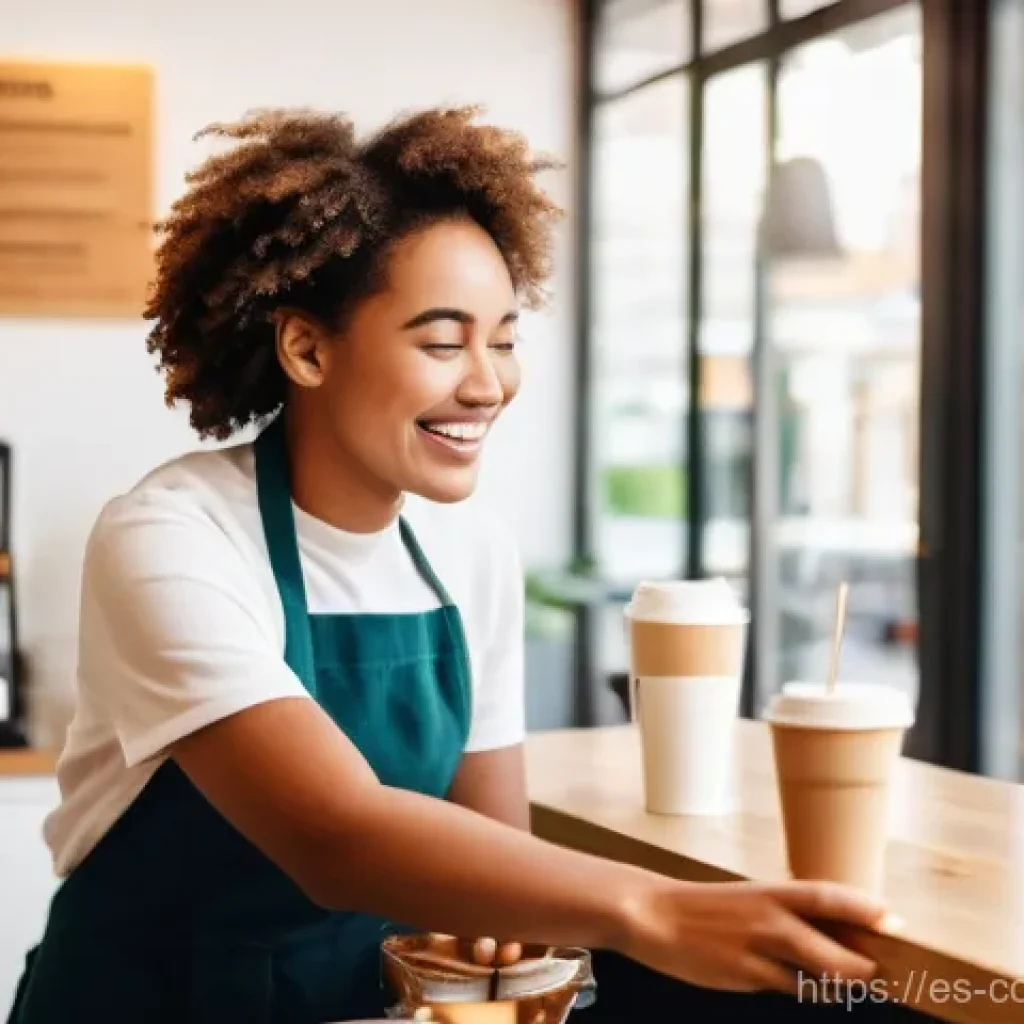 소비자중심 경영 사례와 디지털 혁신 전략 연구와 분석 - **Personalized Coffee Moment:**
    A vibrant, sunlit modern cafe. A diverse group of smiling custom...