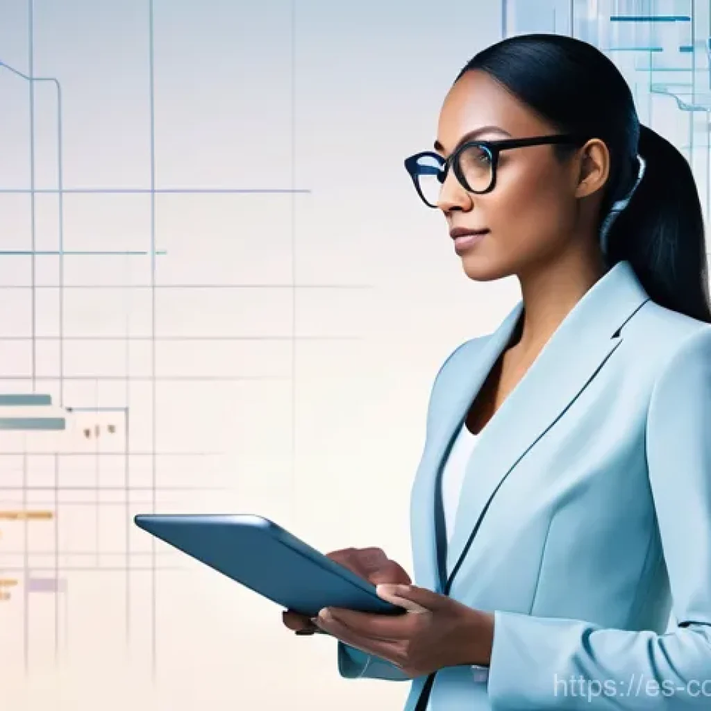 소비자 행동 데이터를 활용한 비즈니스 혁신 사례 연구와 분석 - **Prompt:** A dynamic, high-tech illustration of a data analyst, focused and engaged, standing amids...