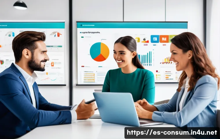 소비자 행동 연구와 실무 활용 방안 - A vibrant digital marketing workspace scene focused on analyzing consumer emotions in Spain: a diver...